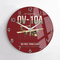 Thumbnail for OV-10A Bronco design on dark red no frame wall clock
