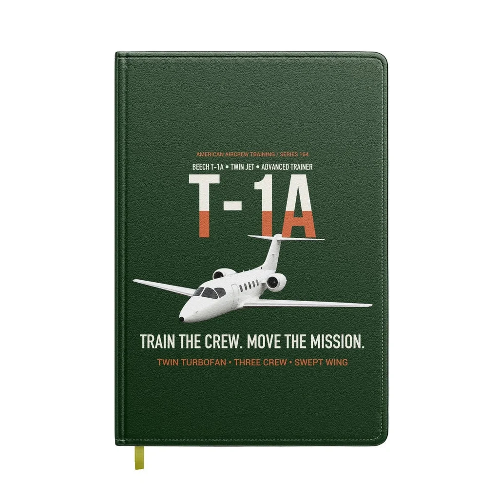 T-1A Jayhawk Advanced Jet Trainer design on dark green notebook