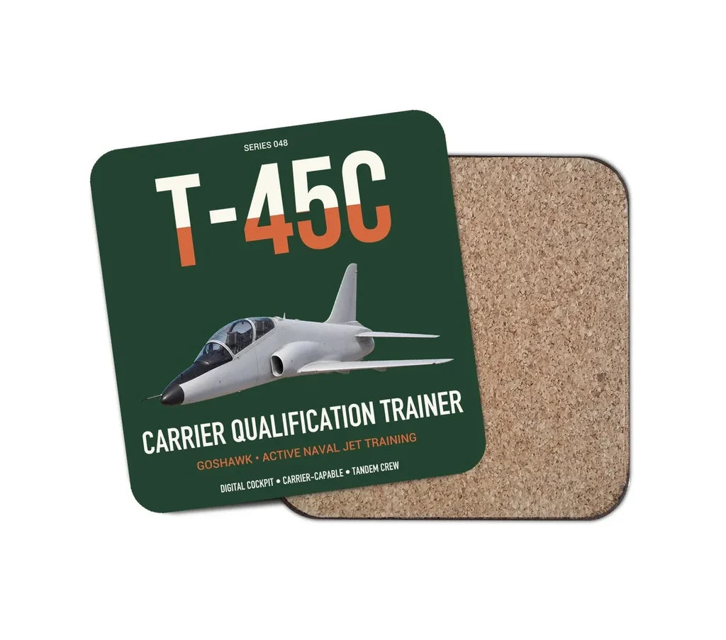 T-45C Goshawk design on dark green 1 piece coaster