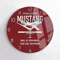 Thumbnail for Cessna Citation Mustang design on dark red no frame wall clock