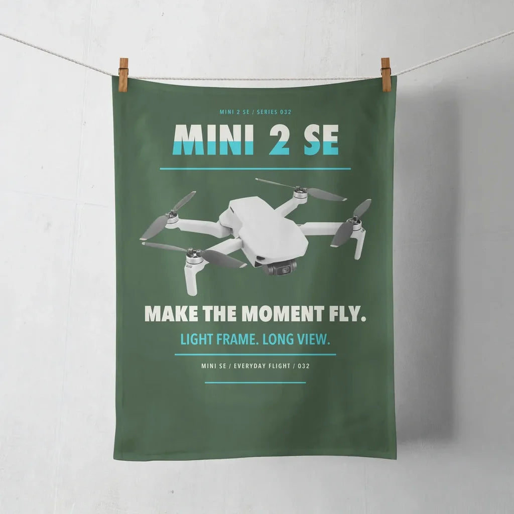 DJI Mini 2 SE design on dark green towel