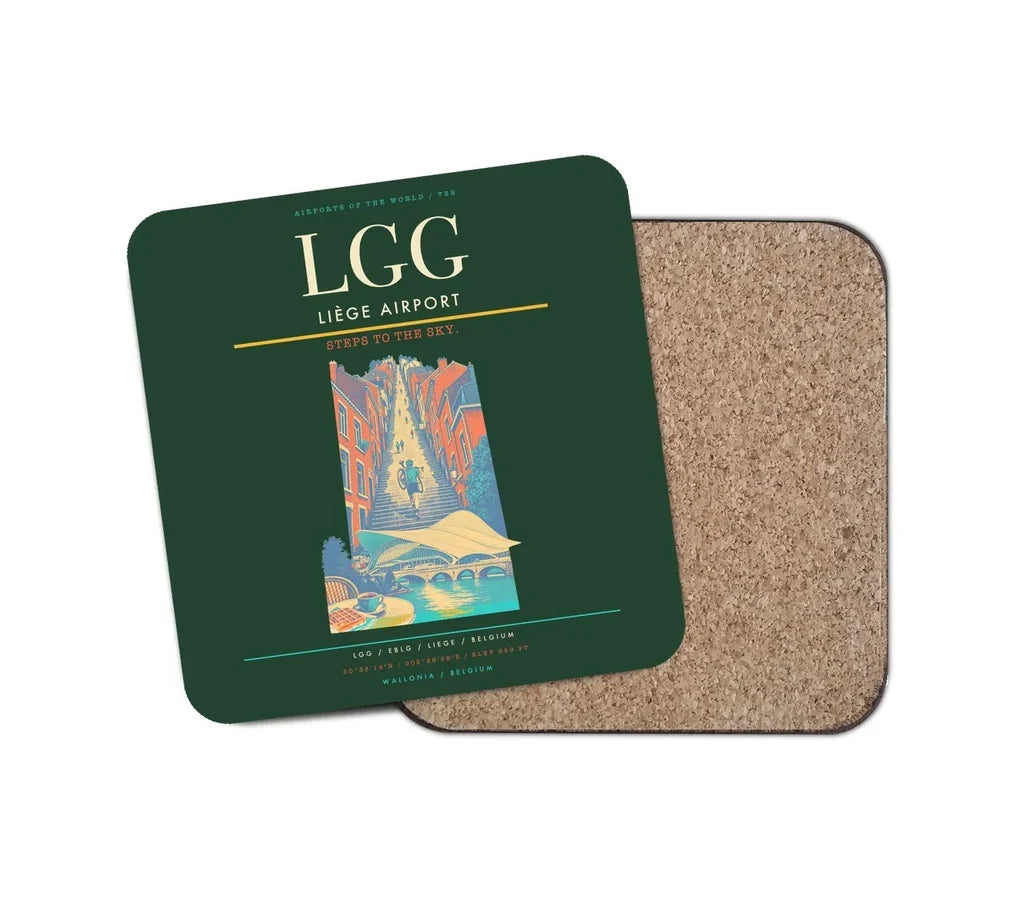 Liège Airport (LGG) design on dark green 1 piece coaster