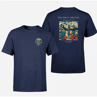 Thumbnail for VINTAGE G4048 - The First Airlines - Double-Side T-Shirt design on navyblue double side t shirt