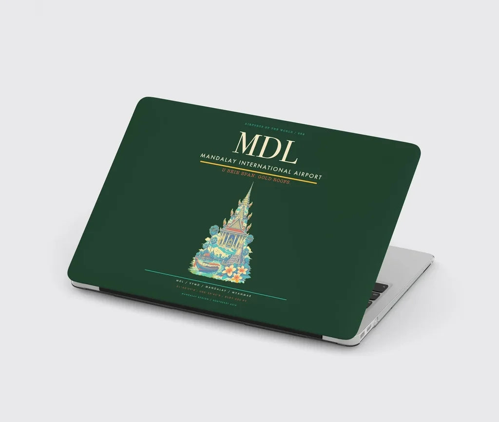Mandalay International Airport (MDL) design on dark green MacBook case