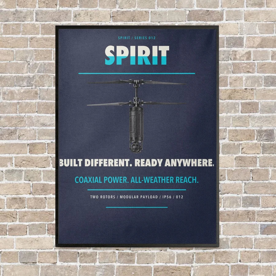 Ascent AeroSystems Spirit vertical canvas print - framed - navy blue background