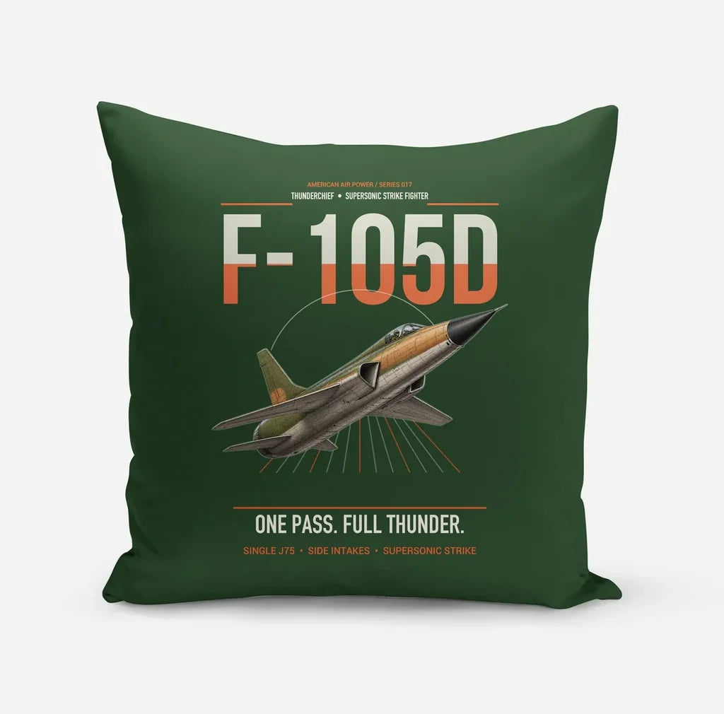 F-105D Thunderchief design on dark green pillow