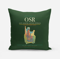 Thumbnail for Leoš Janáček Airport Ostrava (OSR) design on dark green pillow