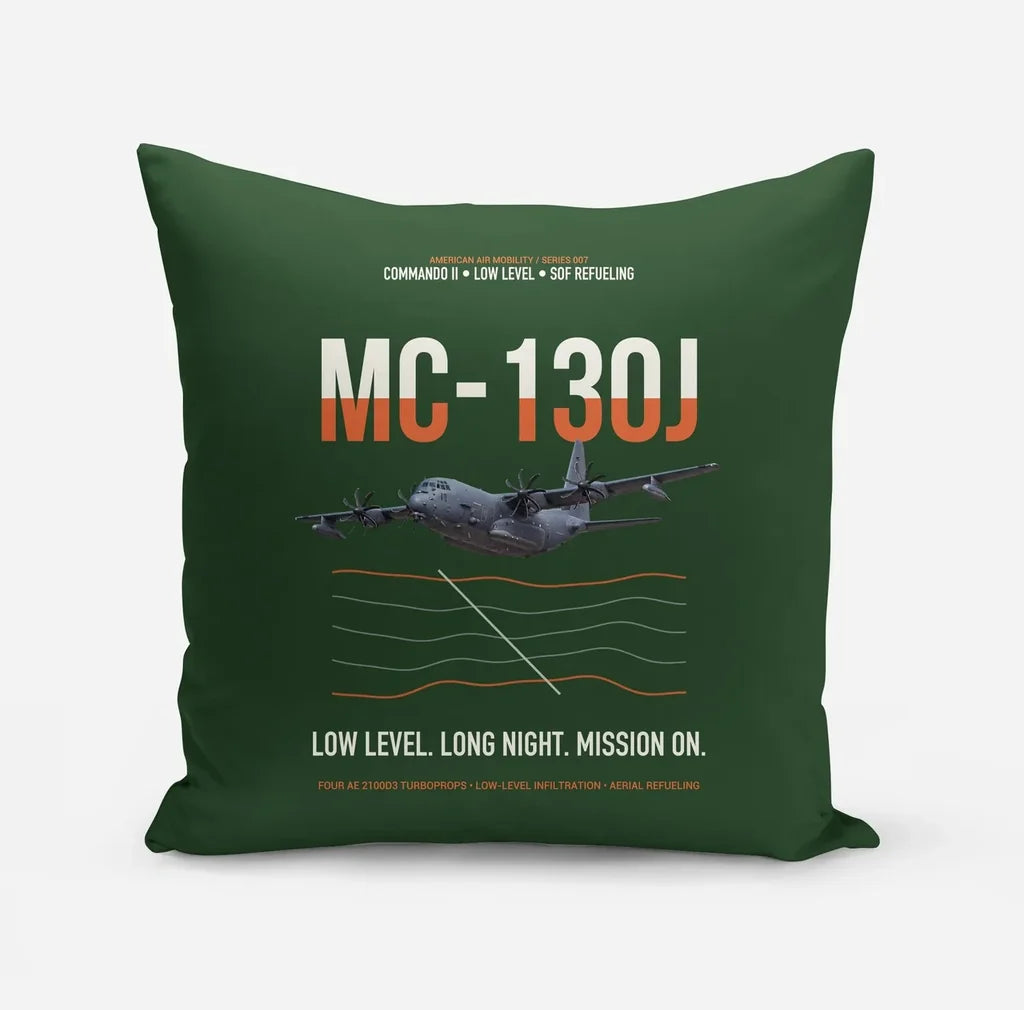 MC-130J COMMANDO II design on dark green pillow