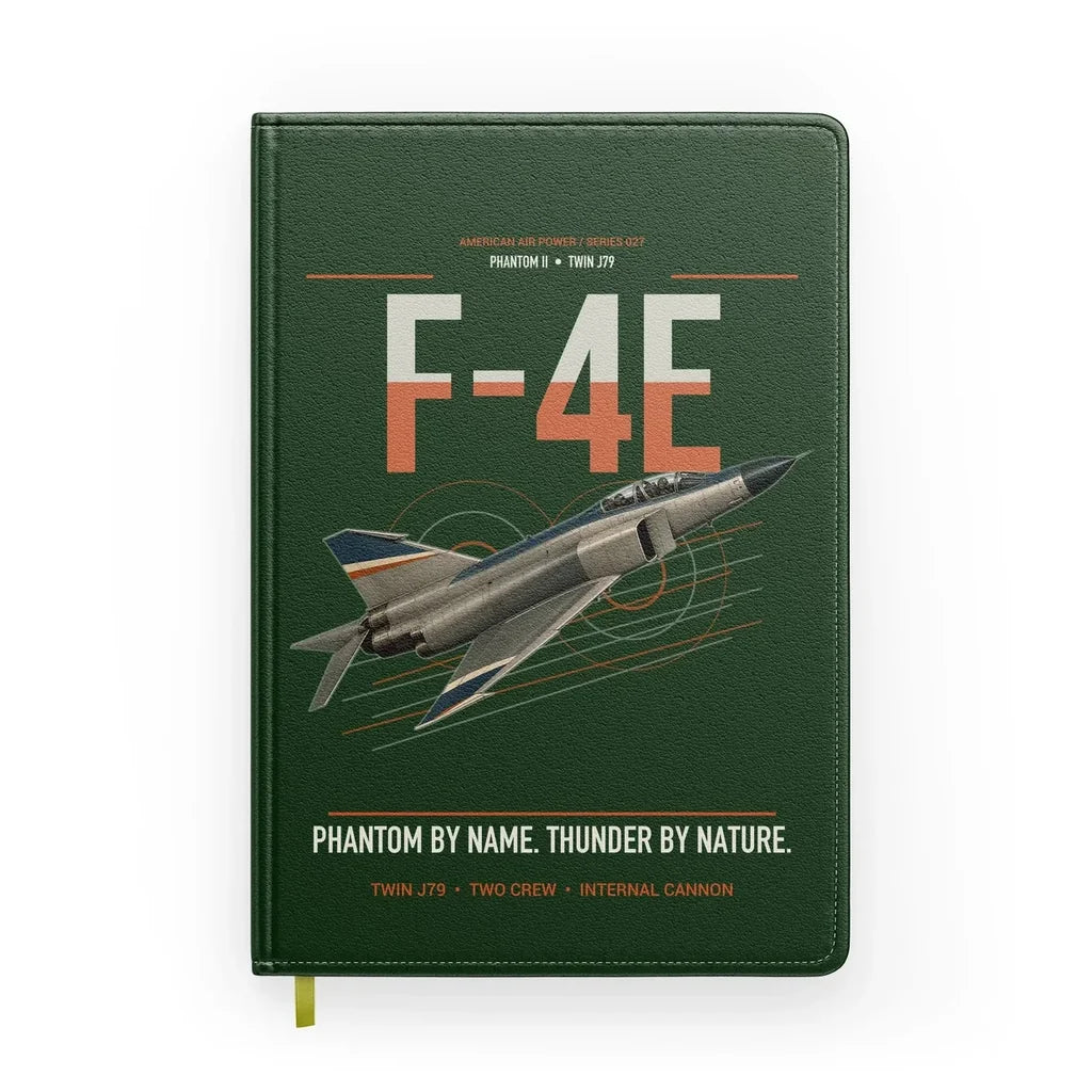 F-4E Phantom II design on dark green notebook