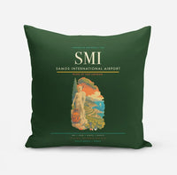 Thumbnail for Samos International Airport (SMI) design on dark green pillow