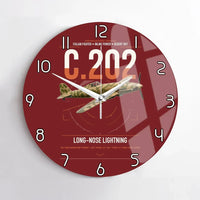 Thumbnail for Macchi C.202 Folgore design on dark red no frame wall clock