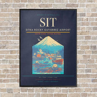 Thumbnail for Sitka Rocky Gutierrez Airport SIT vertical canvas print - framed - navy blue background