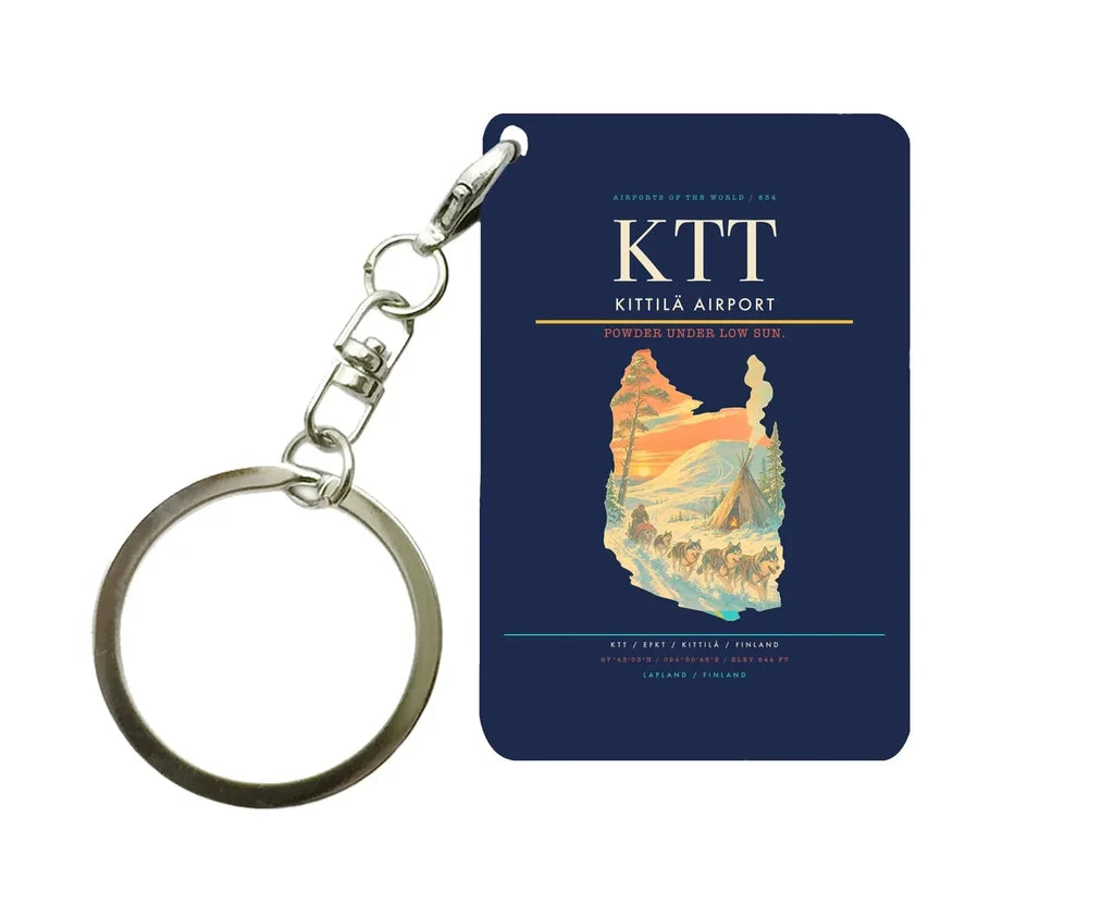 Kittilä Airport (KTT) design on navy blue key chain