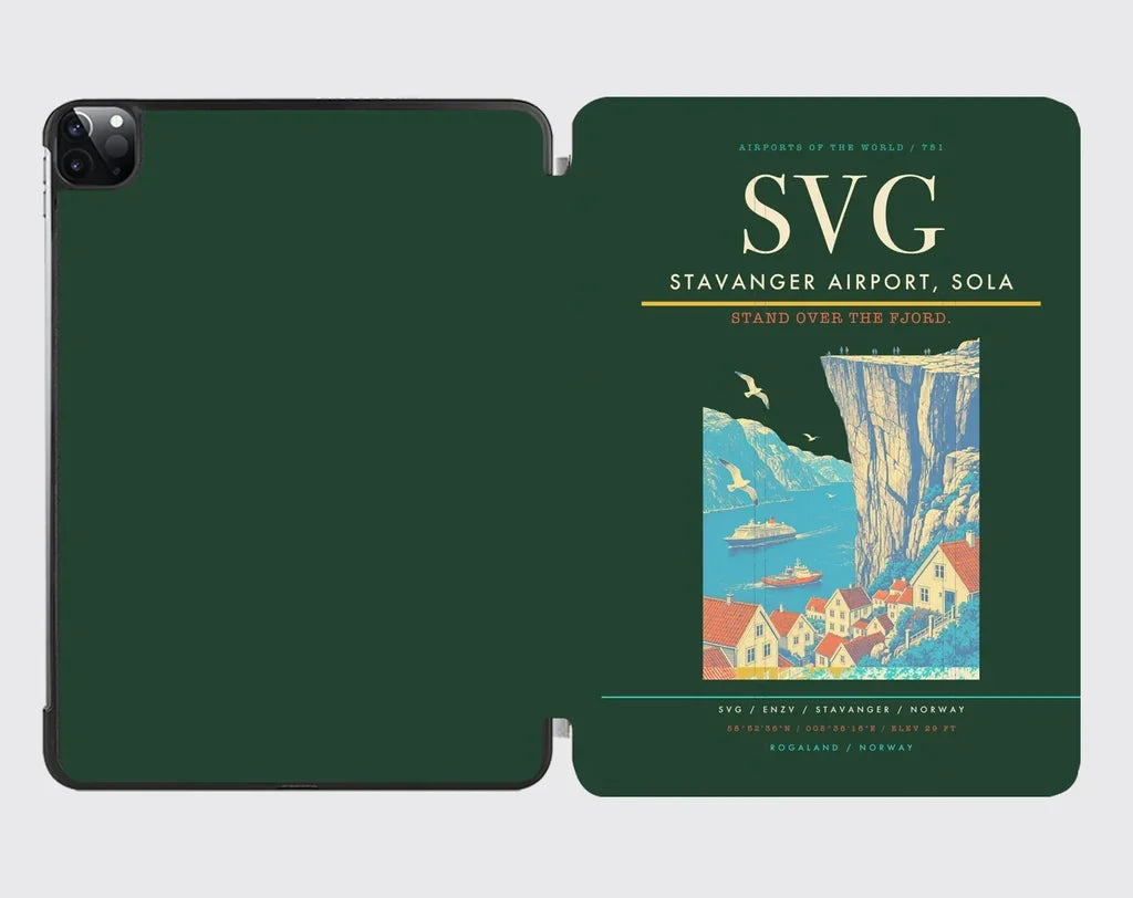 Stavanger Airport, Sola (SVG) design on dark green ipad tablet case