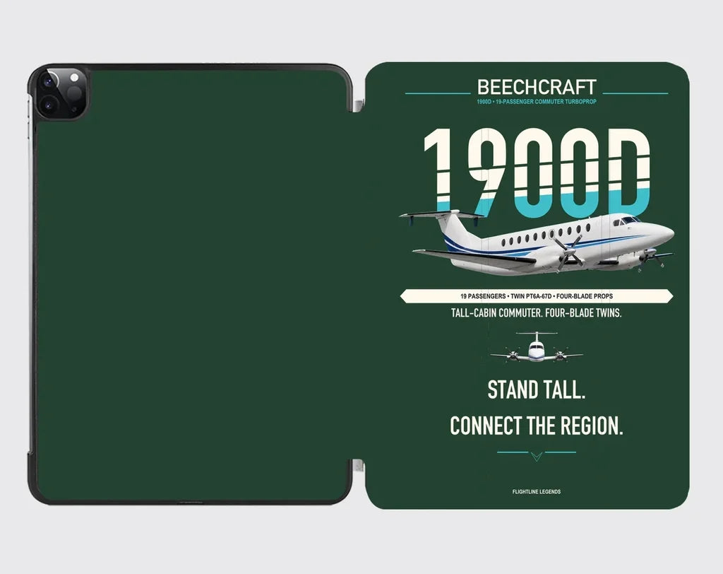 Beechcraft 1900D design on dark green ipad tablet case