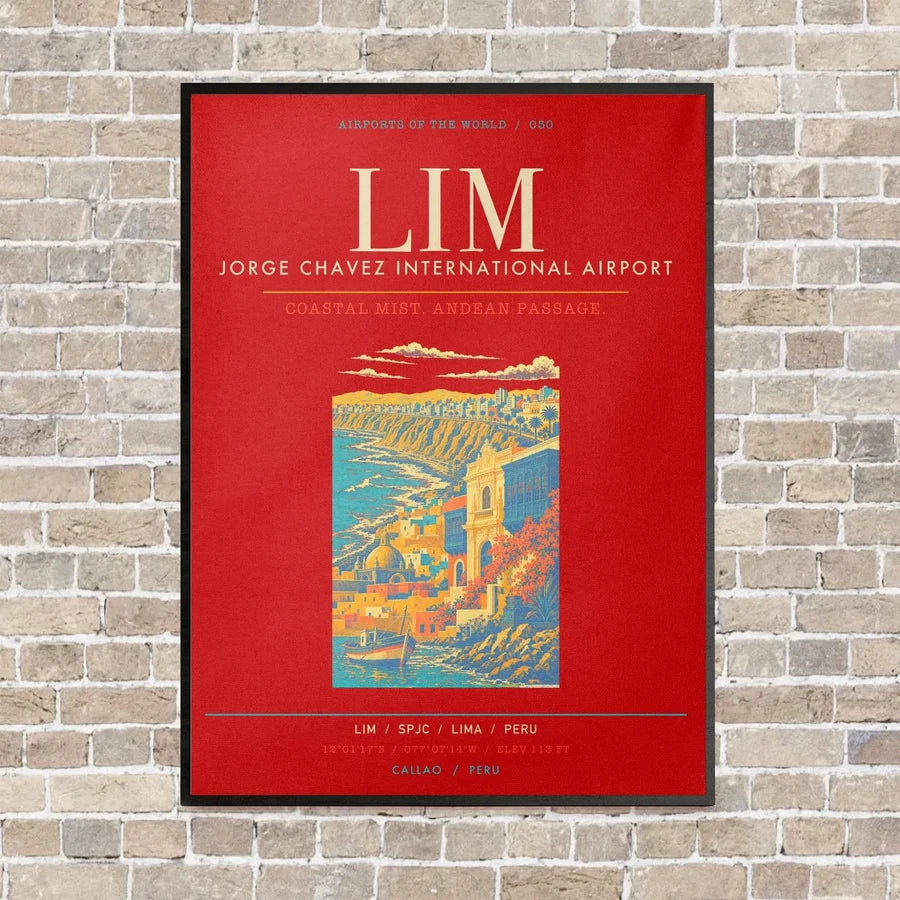 Lima Jorge Chavez International Airport LIM - Canvas Framed - Red