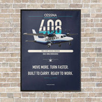 Thumbnail for Cessna 408 SkyCourier vertical canvas print - framed - navy blue background
