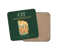 Thumbnail for Shymkent International Airport (CIT) design on dark green 1 piece coaster