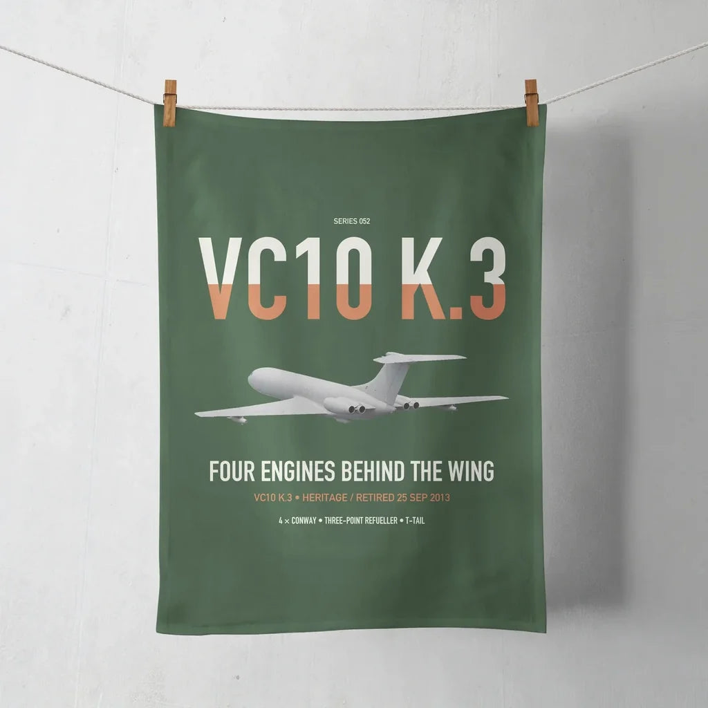 Vickers VC10 K.3 design on dark green towel