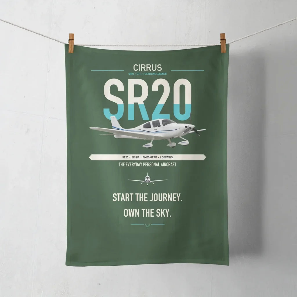 Cirrus SR20 design on dark green towel