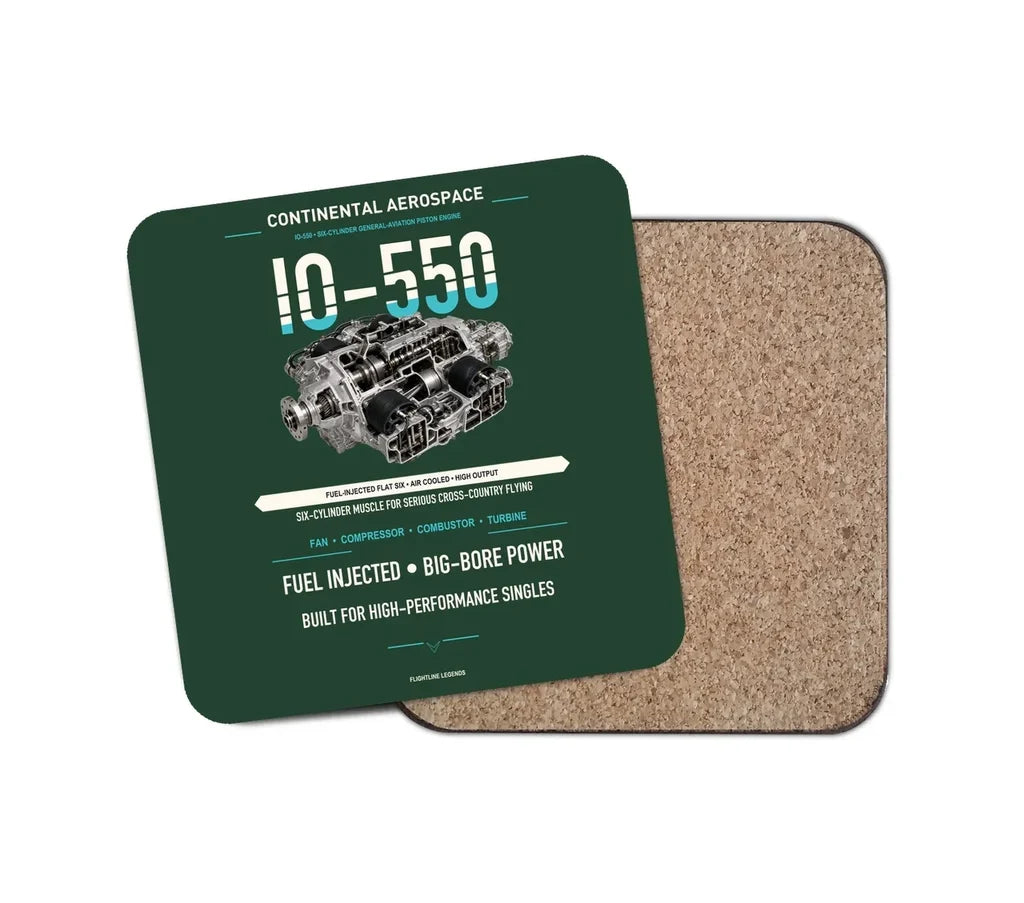 IO-550 design on dark green 1 piece coaster