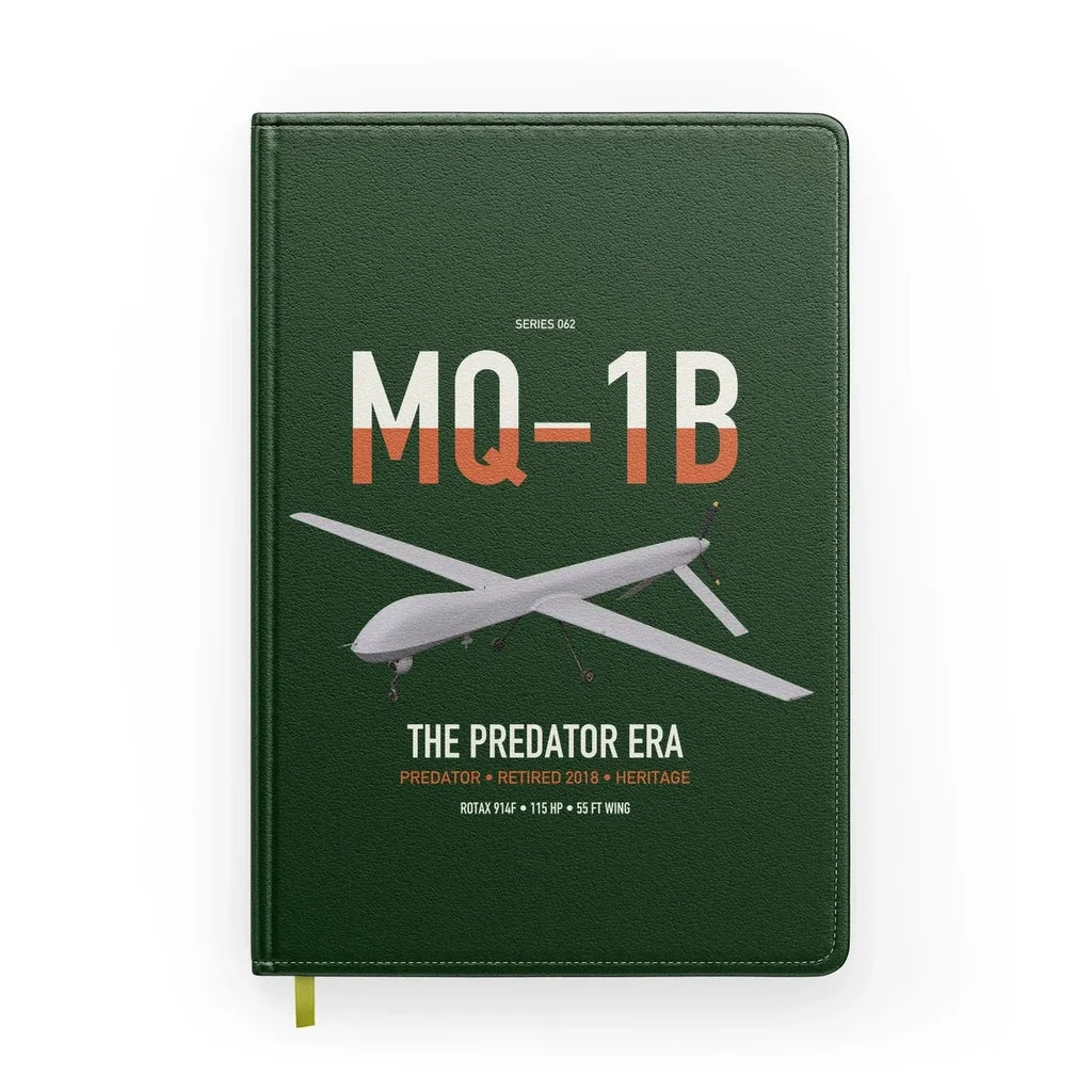 MQ-1B Predator design on dark green notebook