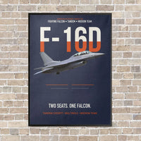 Thumbnail for F-16D Fighting Falcon Two Seats One Falcon vertical canvas print - framed - navy blue background