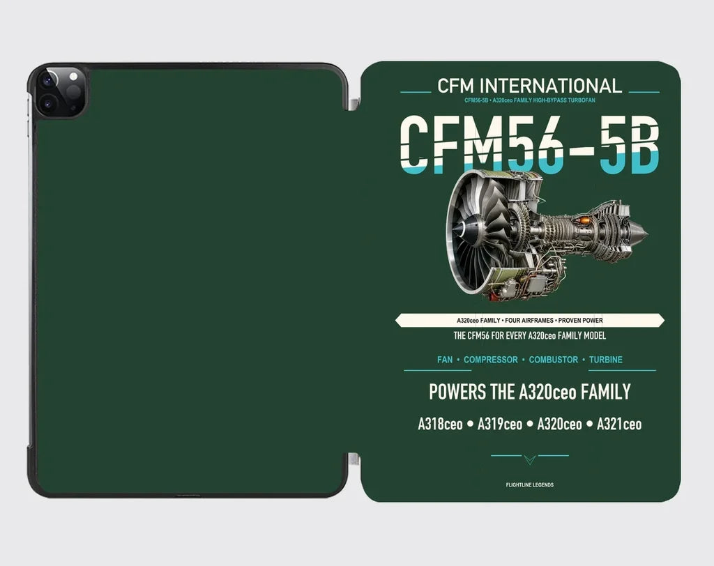 CFM56-5B design on dark green ipad tablet case