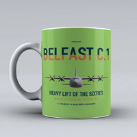 Thumbnail for Short Belfast C.1 design on light green ceramic mug, double-side print