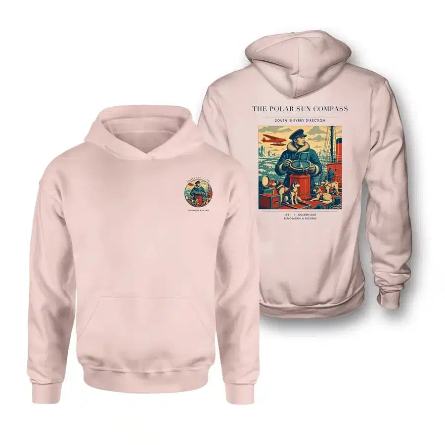VINTAGE G4204 - The Polar Sun Compass - Double-Side Hoodie design on pink double side
