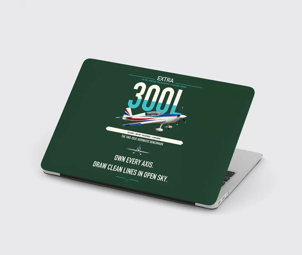 Extra 300L design on dark green MacBook case