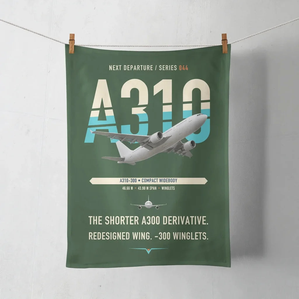 Airbus A310-300 design on dark green towel