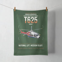 Thumbnail for Turkish Aerospace T625 Gökbey design on dark green towel