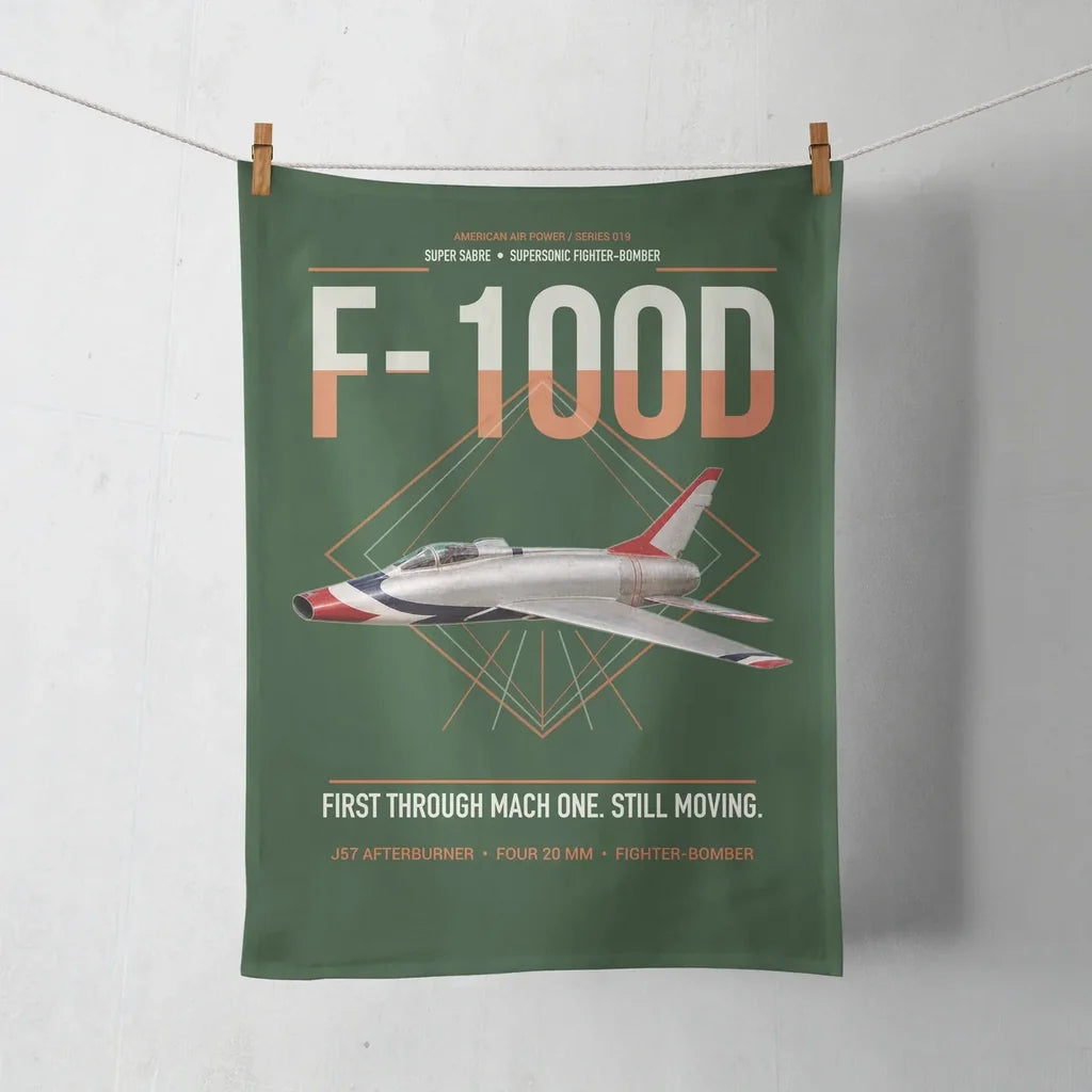 F-100D Super Sabre design on dark green towel