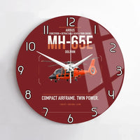 Thumbnail for Airbus MH-65E Dolphin design on dark red no frame wall clock