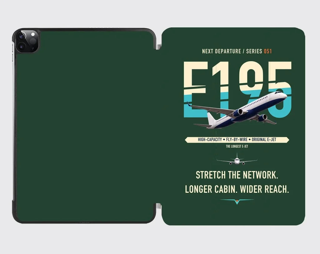 Embraer E195 design on dark green ipad tablet case