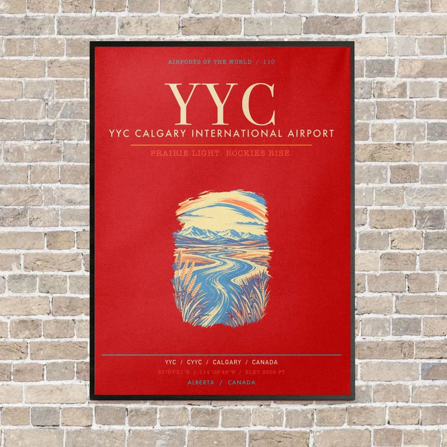 YYC Calgary International Airport - Canvas Framed - Red