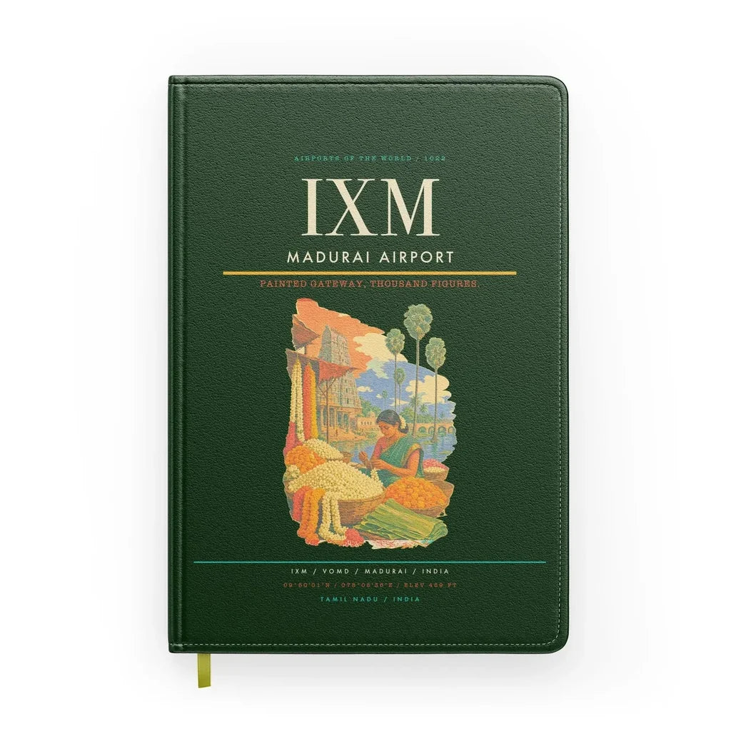 Madurai Airport (IXM) design on dark green notebook