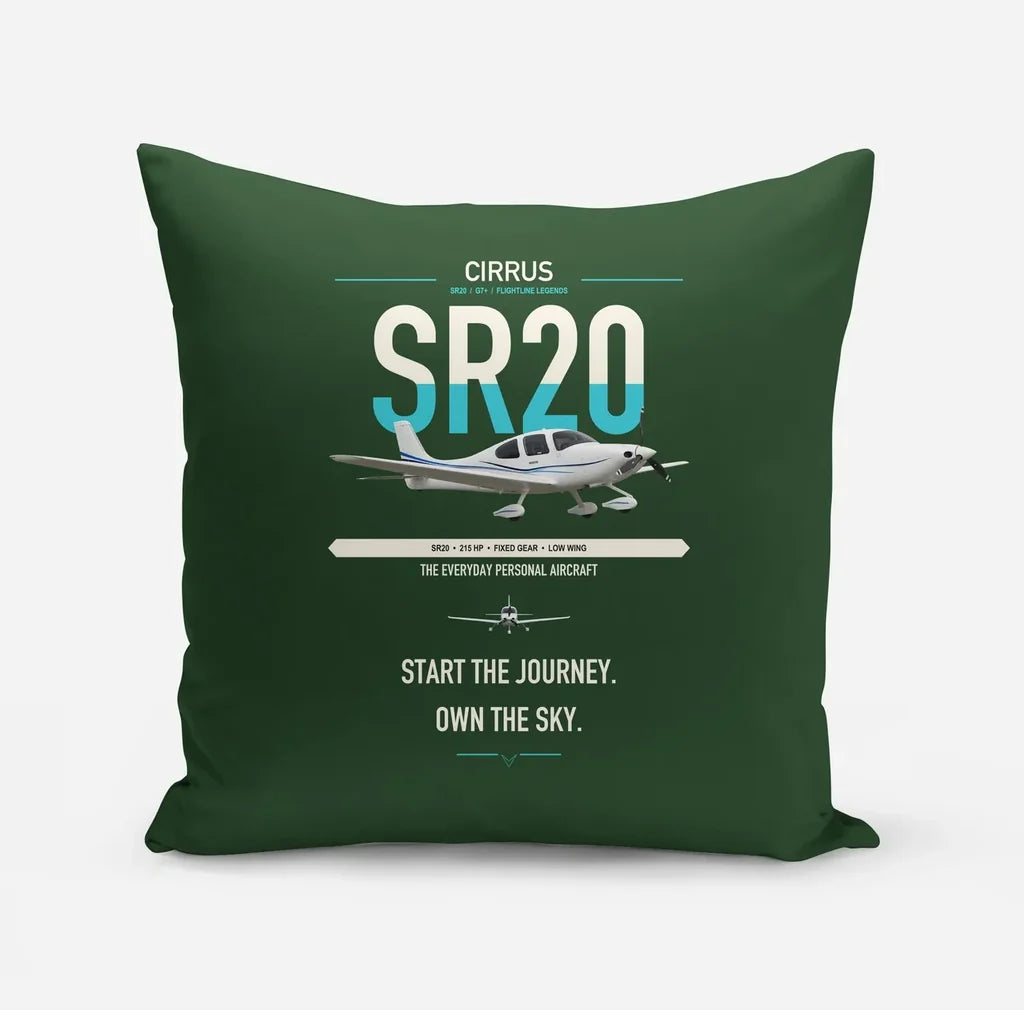Cirrus SR20 design on dark green pillow