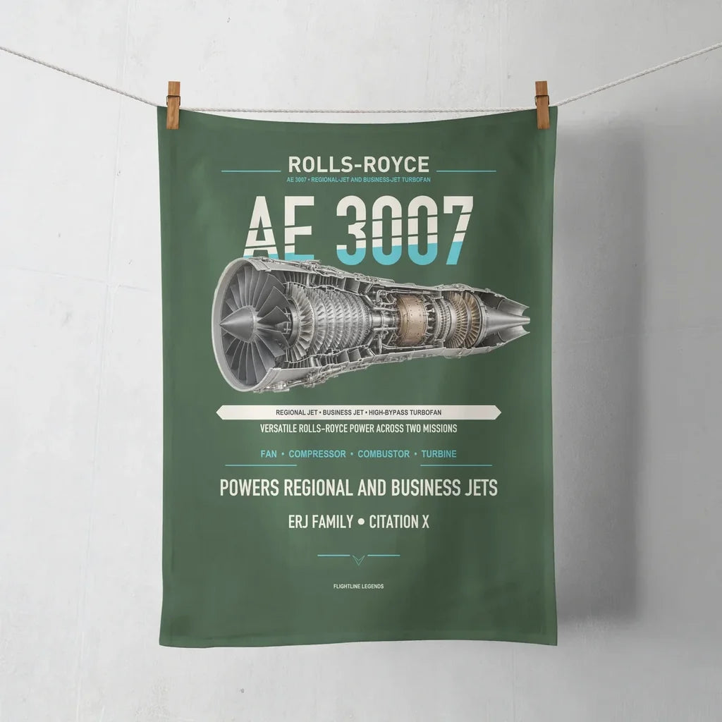 AE 3007 design on dark green towel