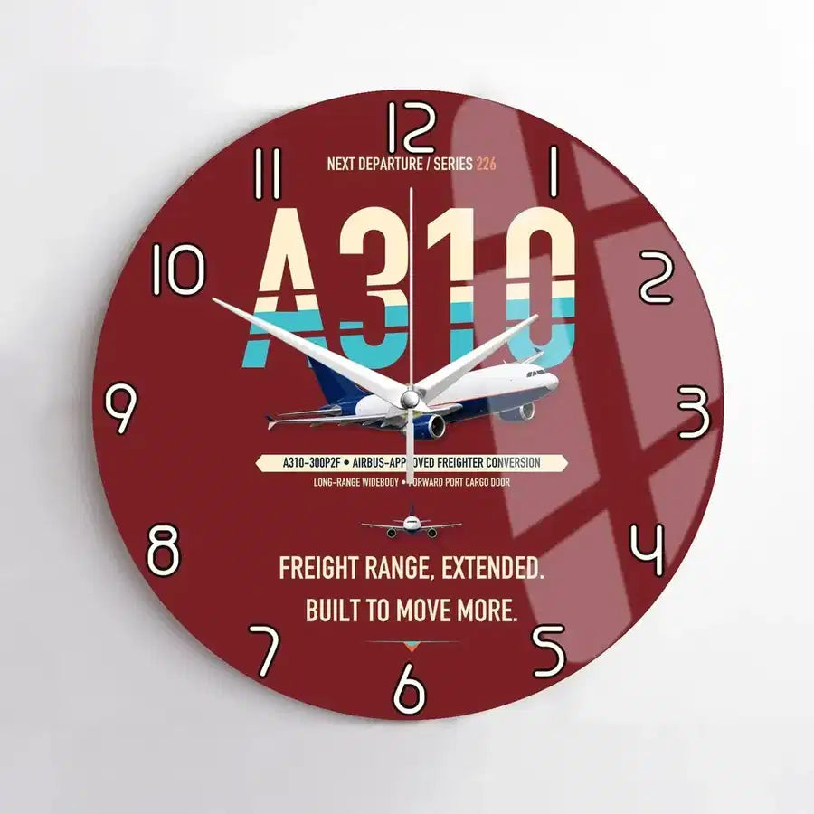 Airbus A310-300P2F design on dark red no frame wall clock