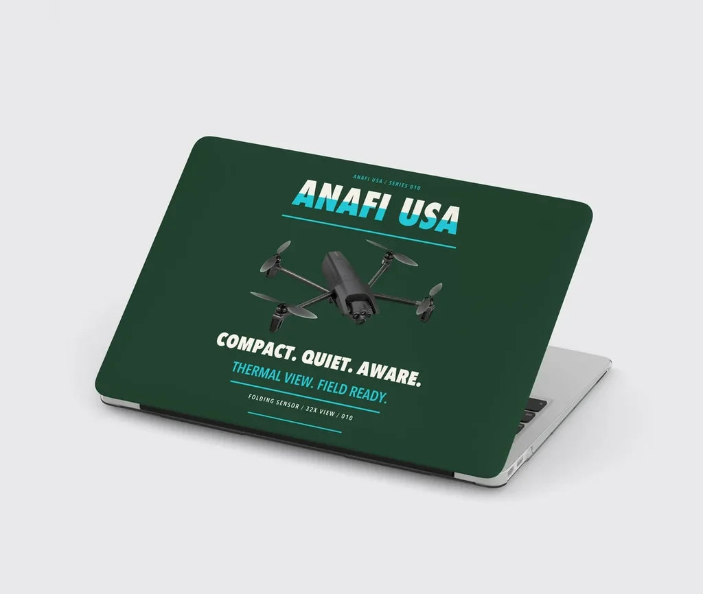 Parrot ANAFI USA design on dark green MacBook case