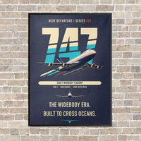 Thumbnail for Boeing 747-200B vertical canvas print - framed - navy blue background