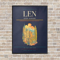 Thumbnail for León Airport LEN vertical canvas print - framed - navy blue background