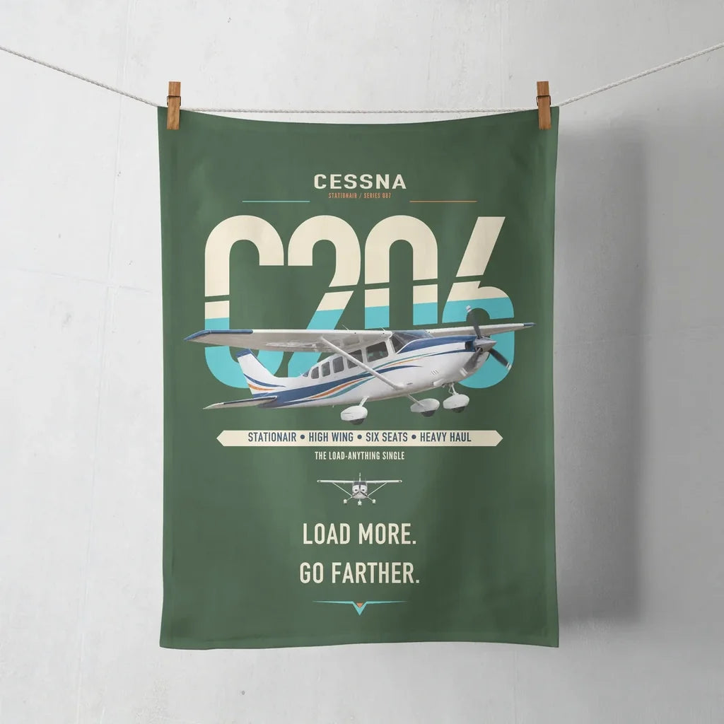 Cessna 206 Stationair design on dark green towel