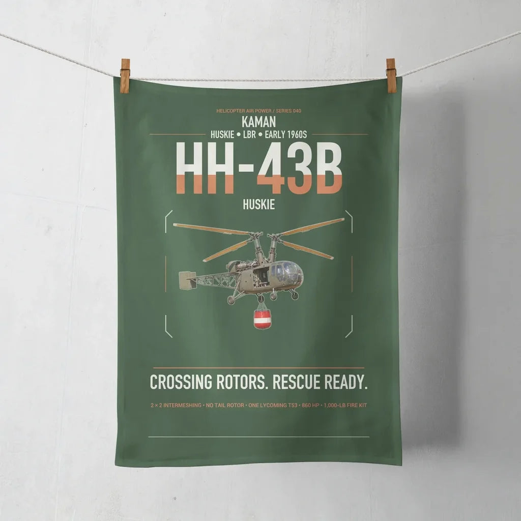 Kaman HH-43B Huskie design on dark green towel