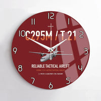 Thumbnail for Airbus C295M T.21 design on dark red no frame wall clock
