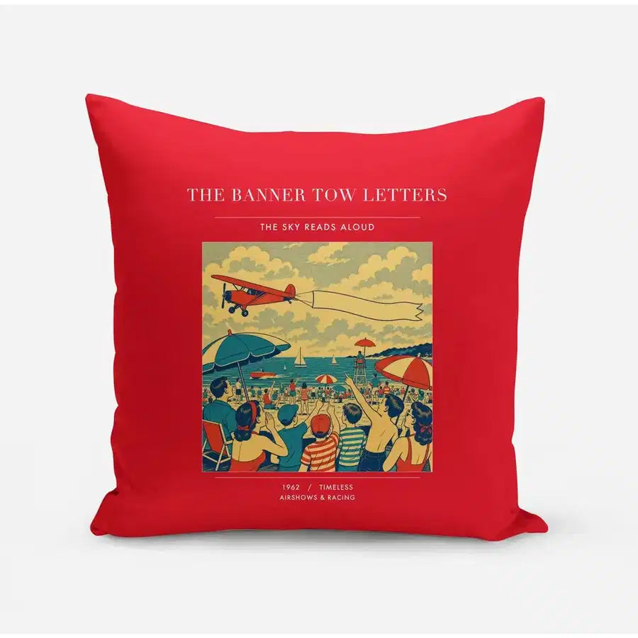VINTAGE G4472 - The Banner Tow Letters - Designed Pillows design on red