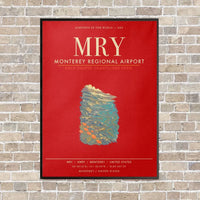 Thumbnail for Monterey Regional Airport MRY - Canvas Framed - Red