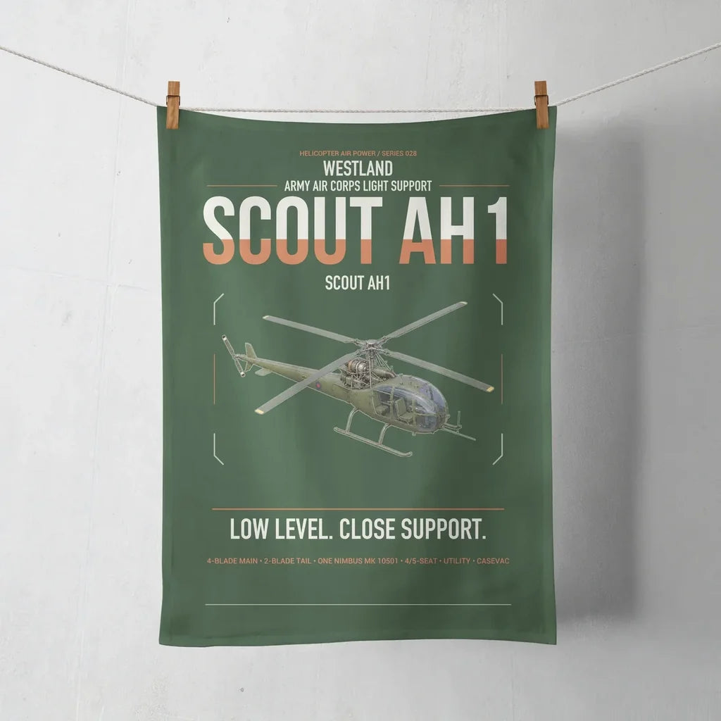 Westland Scout AH1 design on dark green towel
